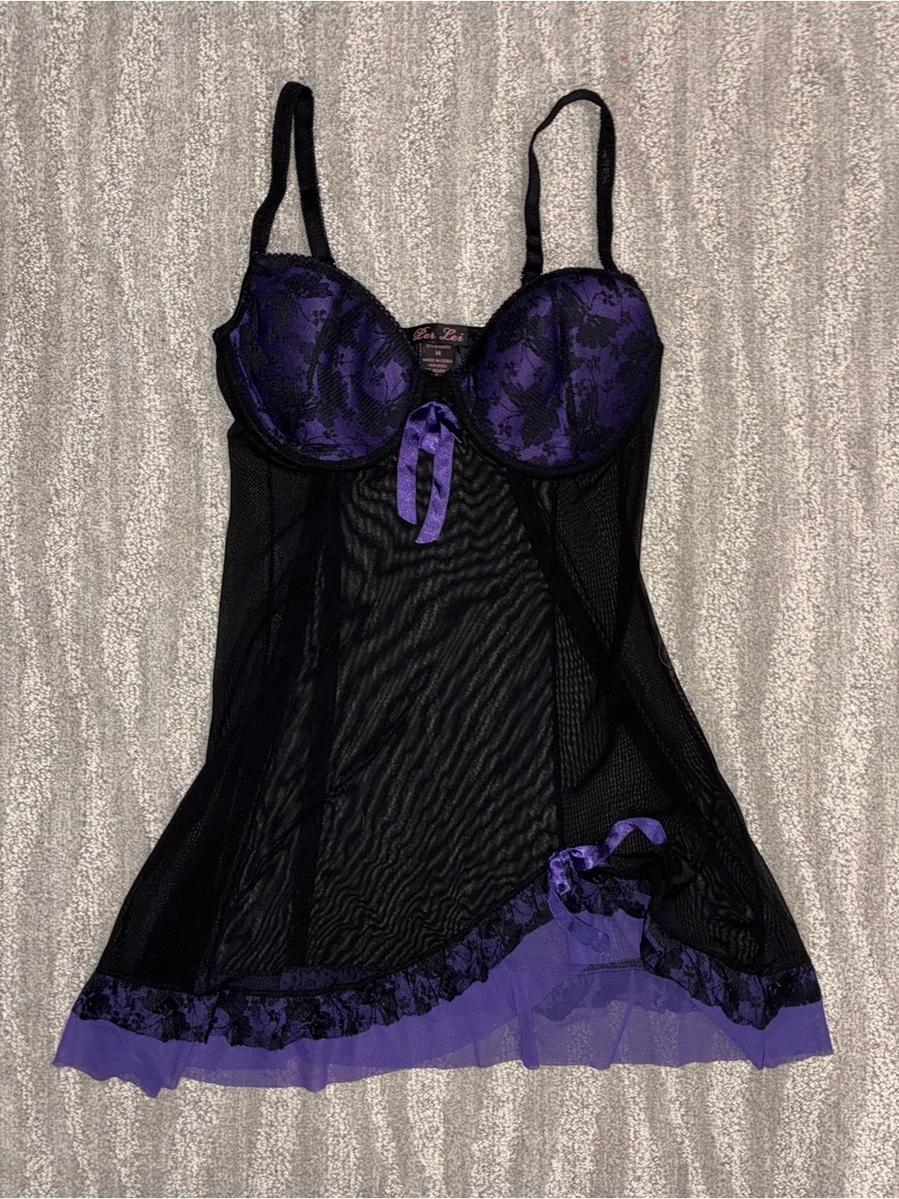 Y2K Per Lei Babydoll Mesh Slip Dress Purple Black Whimsigoth Fairy Women’s Sz M